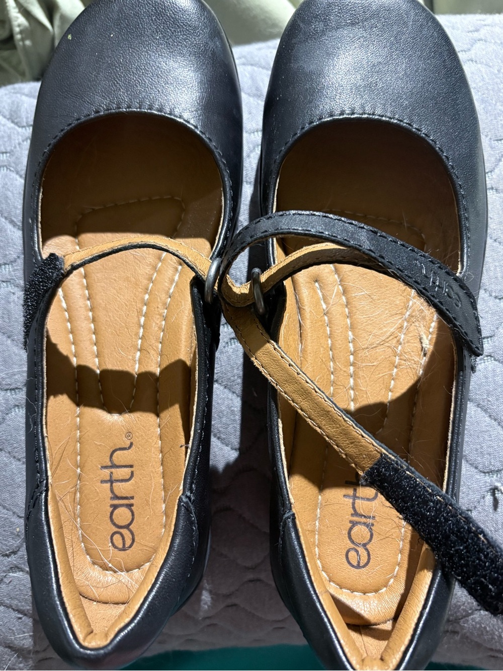 Earth Black Mary Jane Flats with Tan Insole